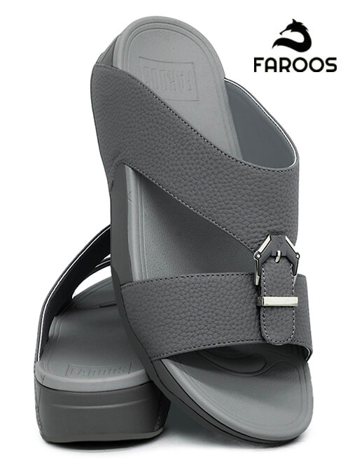 Faroos [F77] M038 Gray Gents Arabic Sandal