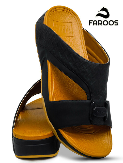 Faroos[F96]M040 Black Gents Arabic Sandal