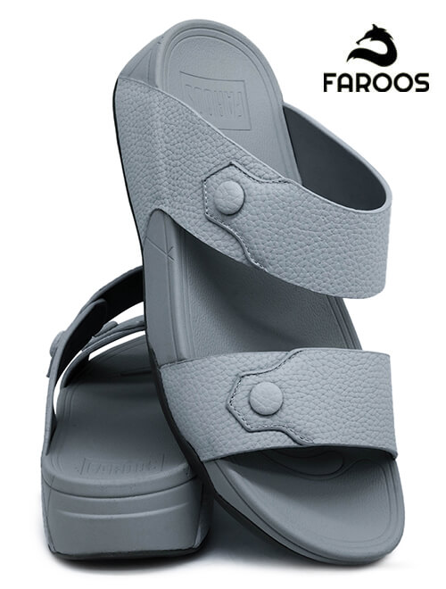 Faroos[F102]M025 Gray Gents Arabic Sandal