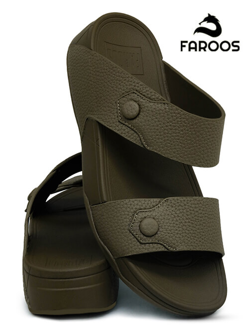 Faroos[F103]M025 Olive Gents Arabic Sandal