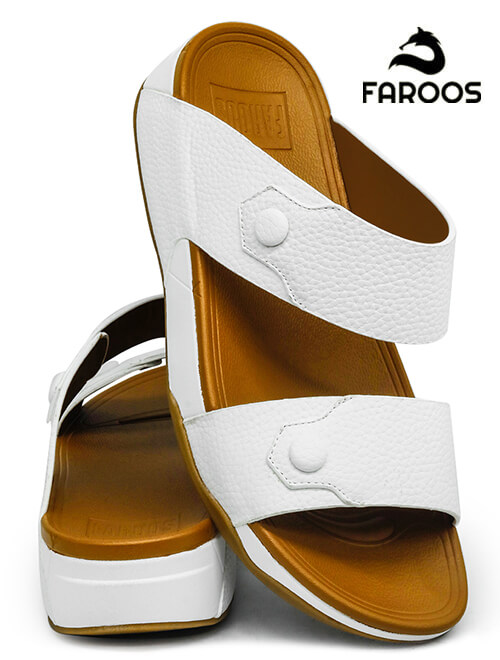Faroos[F104]M025 White Gents Arabic Sandal