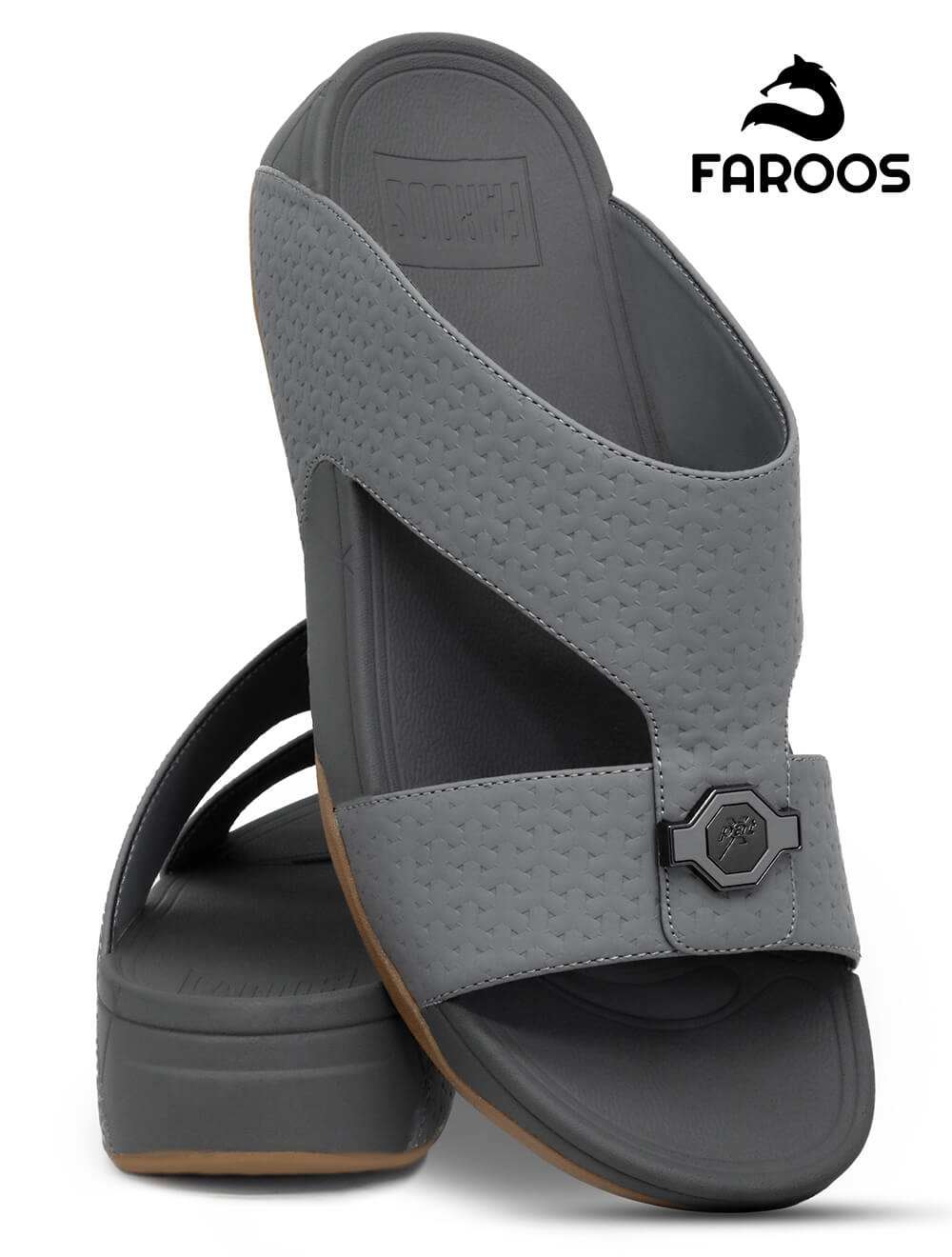 Faroos[F121]M061 Gray  Gents Arabic Sandal