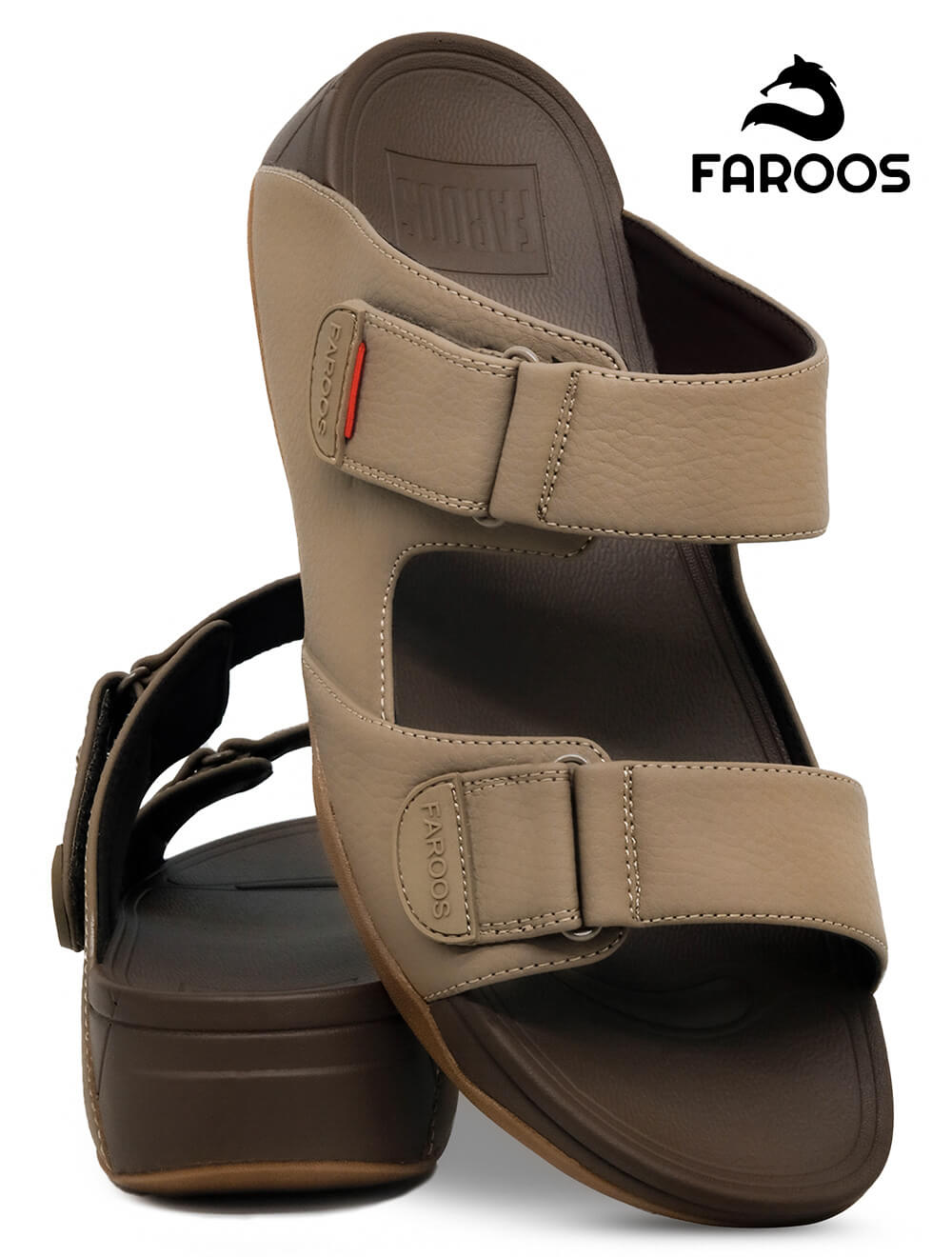 Faroos[F137]M051-Khaki-Brown-Gents-Arabic-Sandal-40