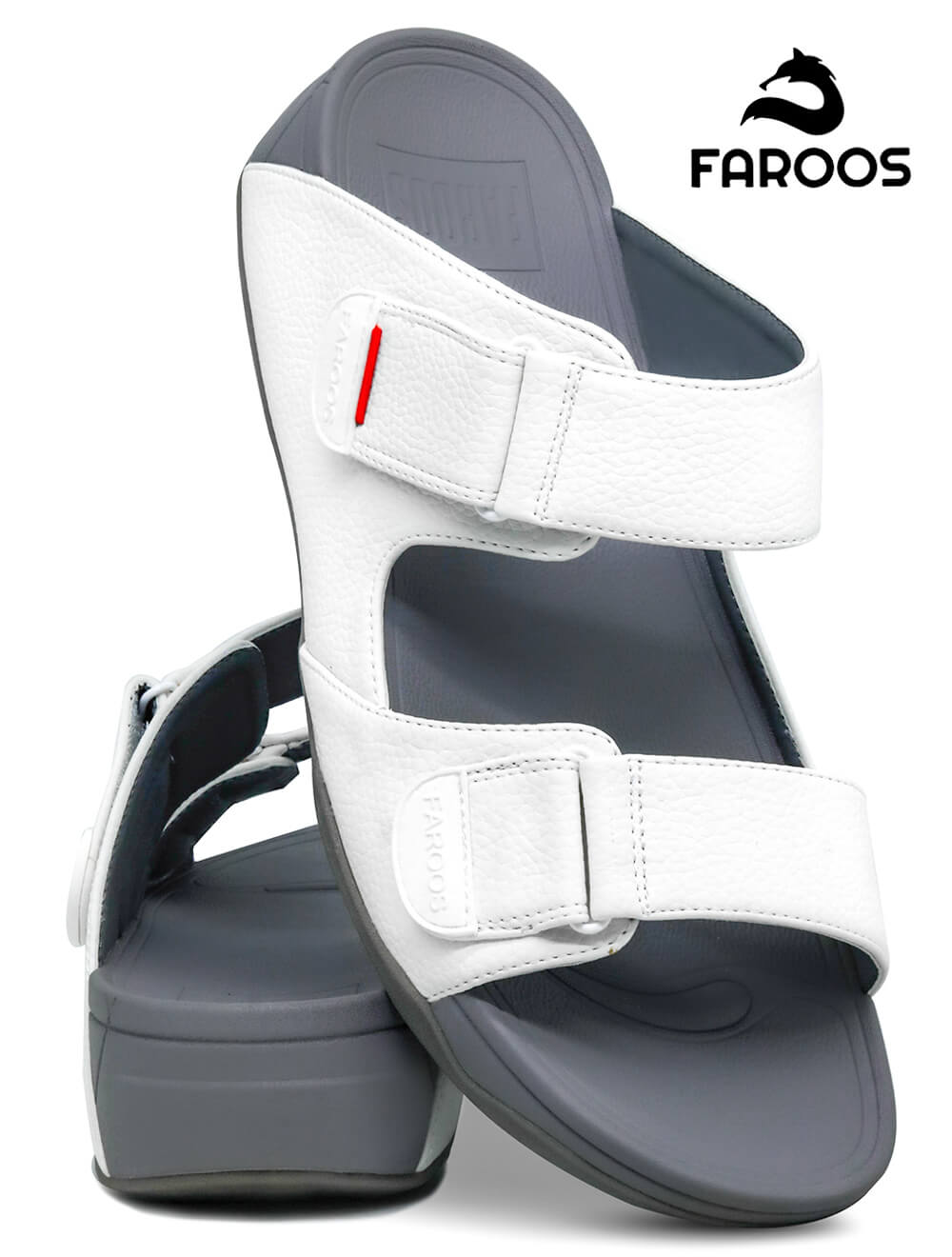 Faroos[F139]M051 White Gray Gents Arabic Sandal