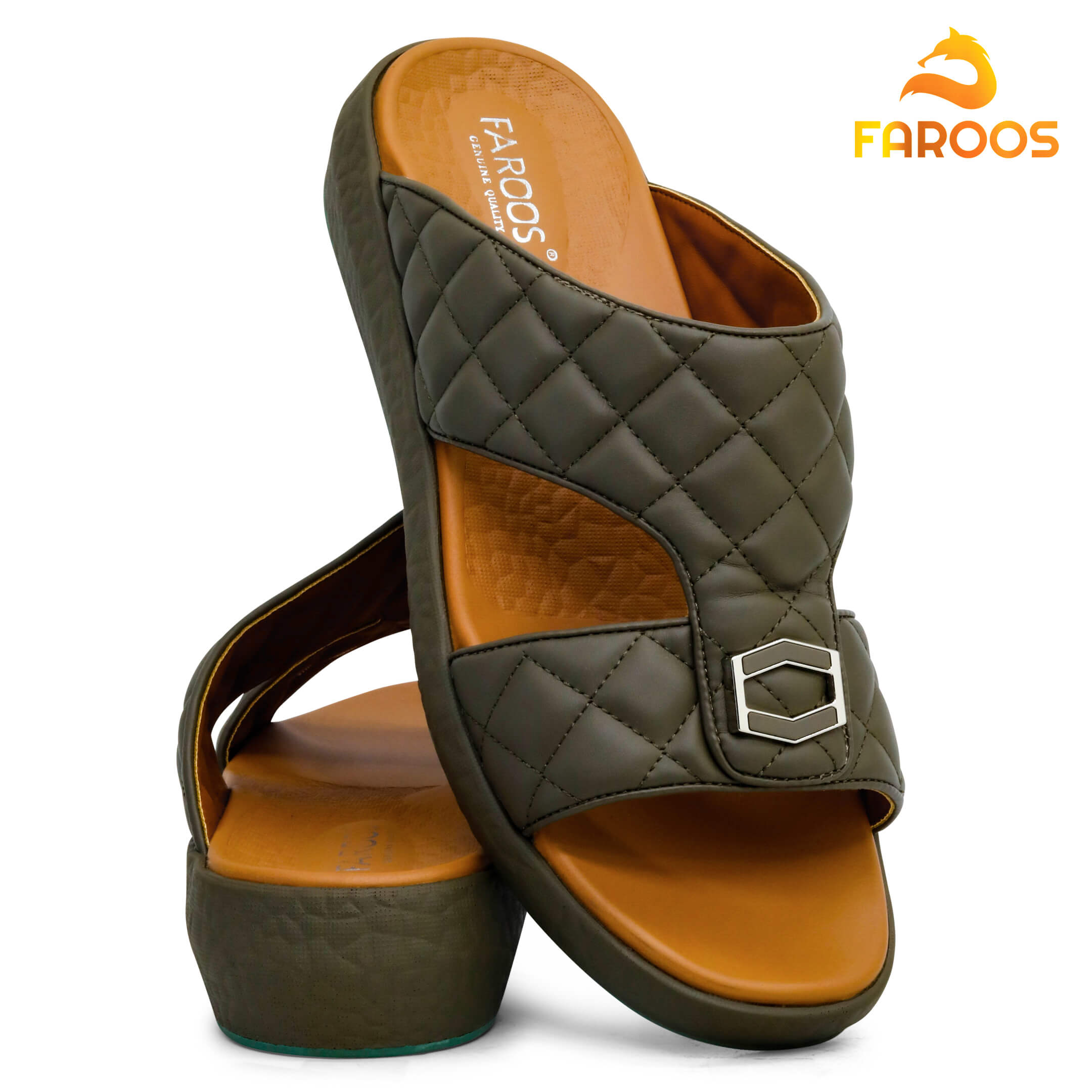 Faroos[F208]M008-Olive-Gents-Arabic-Sandal-40
