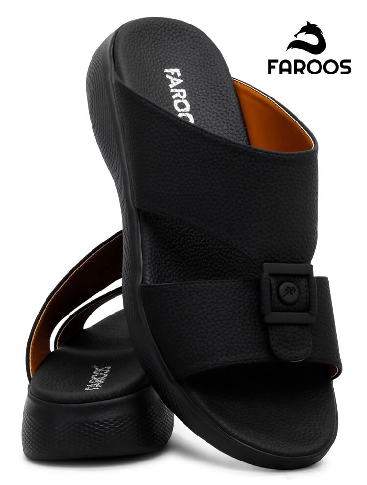 Faroos[F214]M045 Black Gents Arabic Sandal