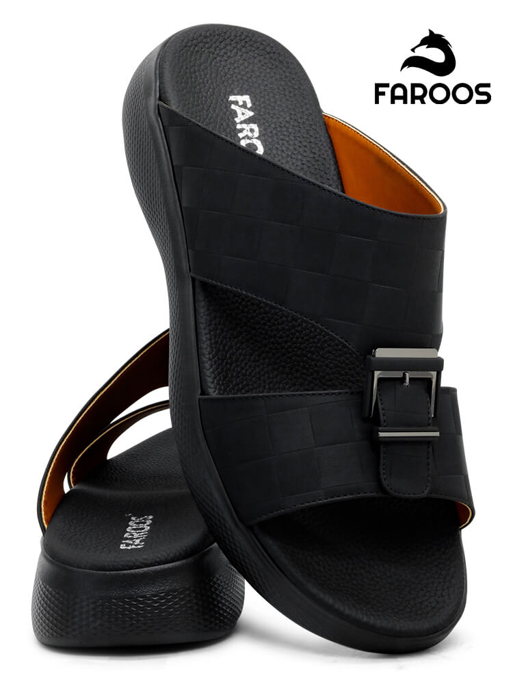 Faroos[F217]M046 Black Gents Arabic Sandal