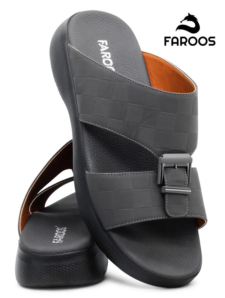 Faroos[F218]M046 Gray Gents Arabic Sandal