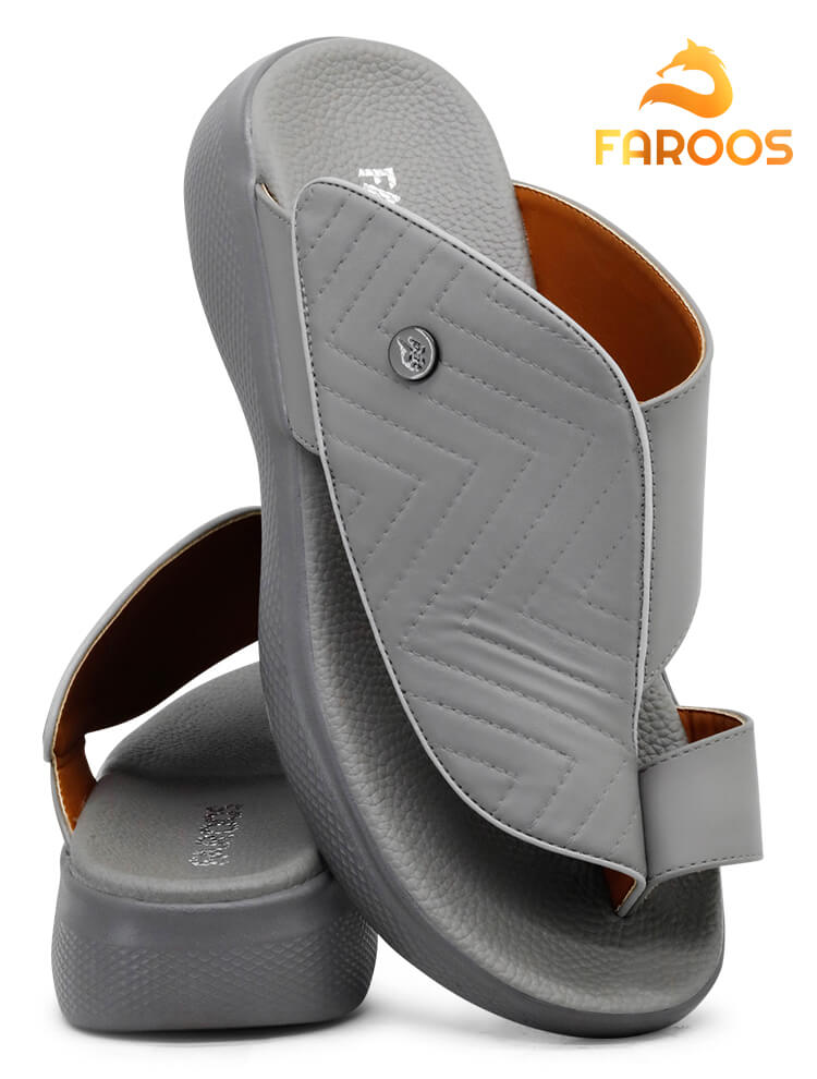 Faroos[F225]M004 Gray Gents Arabic Sandal