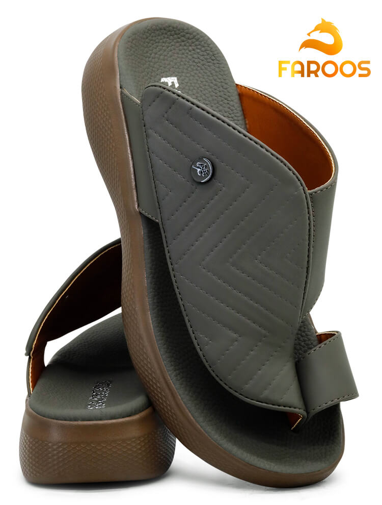Faroos[F226]M004 Olive Gents Arabic Sandal