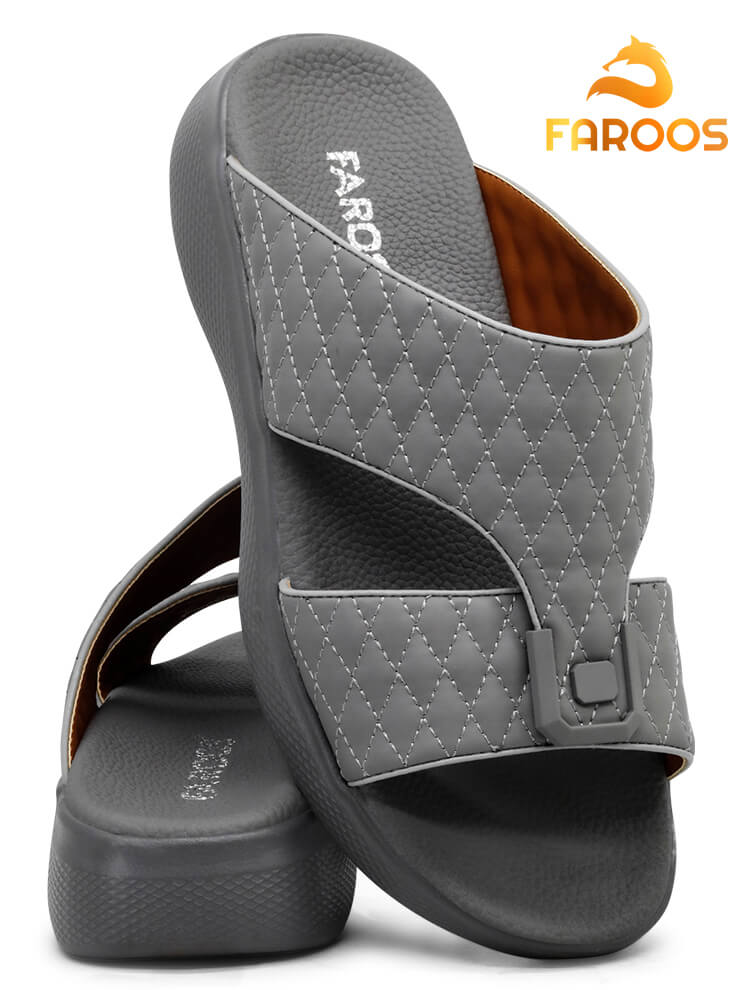 Faroos[F231]M007 Gray Gents Arabic Sandal