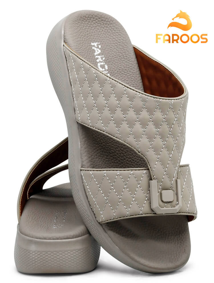 Faroos[F232]M007 Stone Gents Arabic Sandal