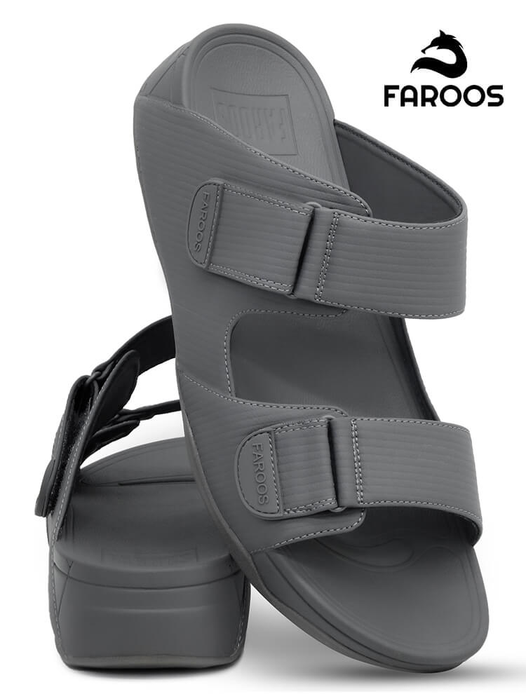 Faroos[F241]M063 Gray Gents Arabic Sandal