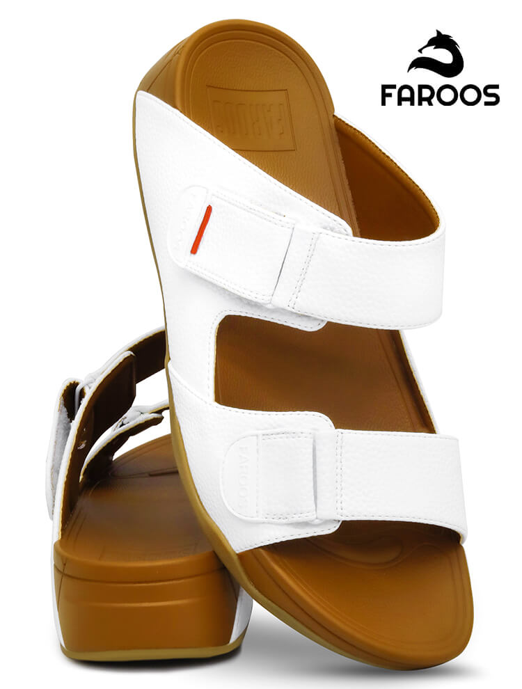 Faroos[F254]M098 White Gents Arabic Sandal