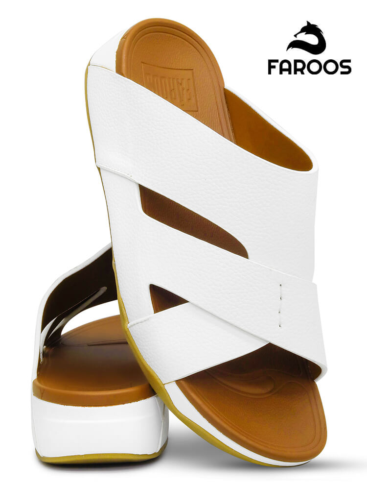 Faroos[F267]M106 White Gents Arabic Sandal