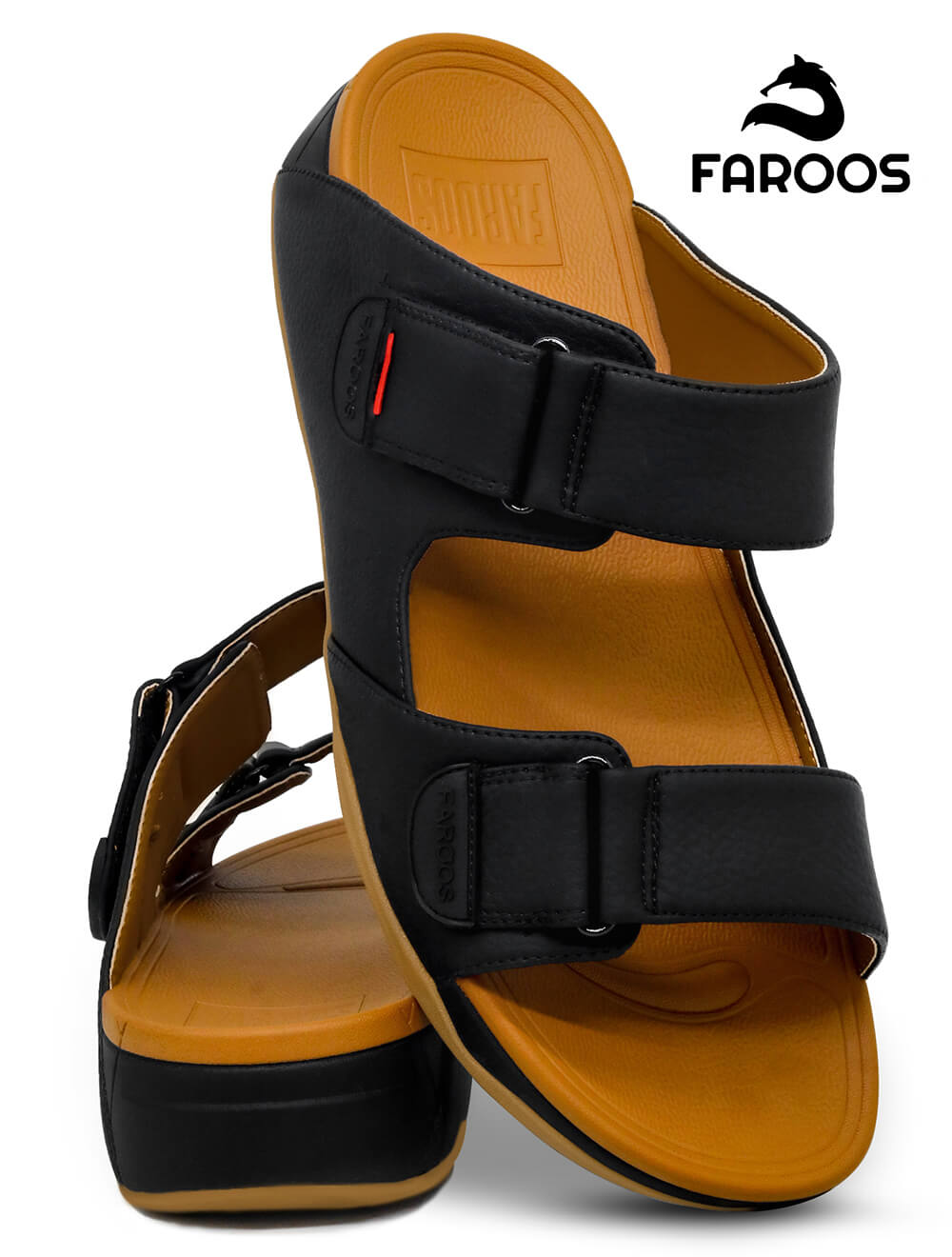 Faroos[F268]M051 Black Tan Gents Arabic Sandal