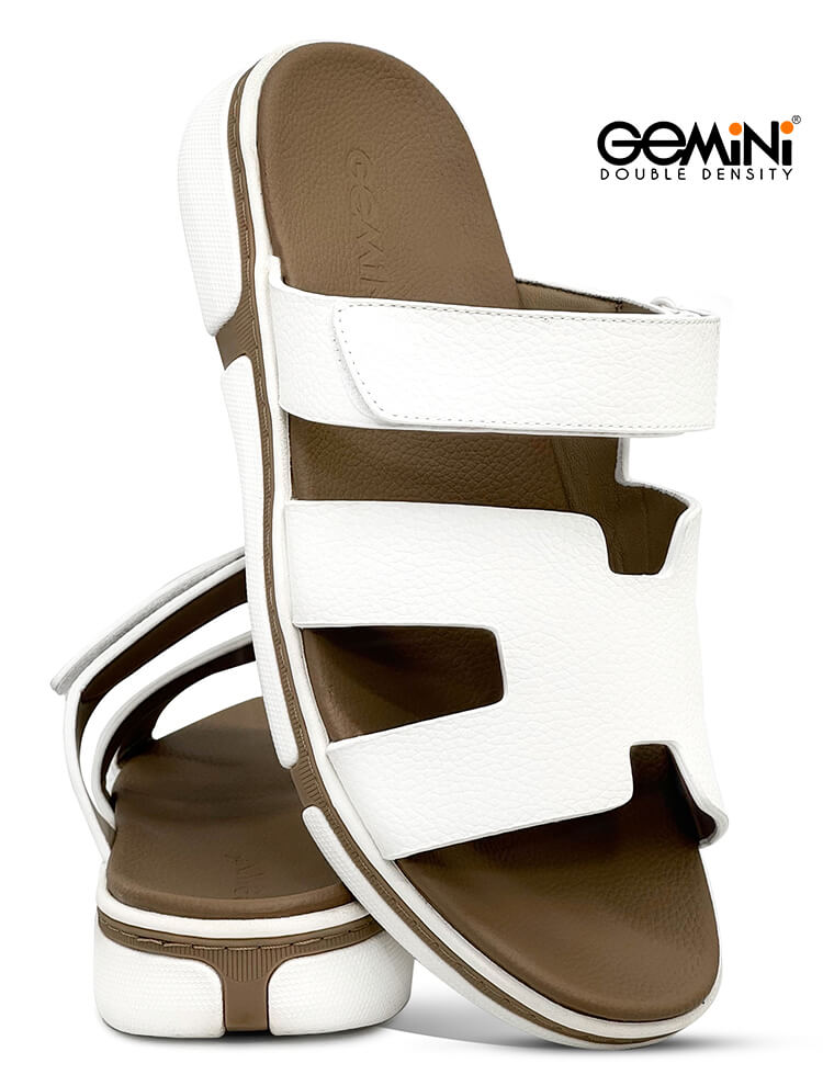 Gemini[G54]M078 White Gents Arabic Sandal