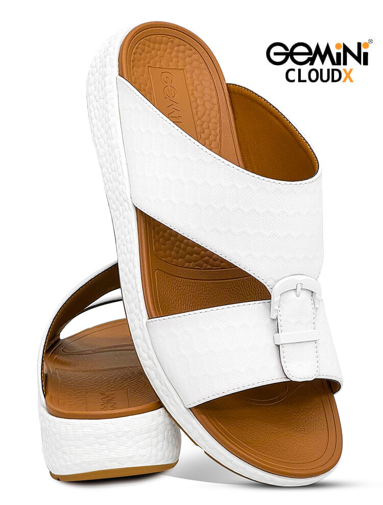 Gemini[G65]M019 White Gents Arabic Sandal