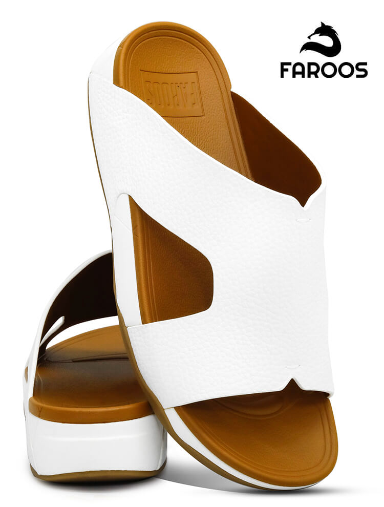 Faroos[F286]M071 White Gents Arabic Sandal