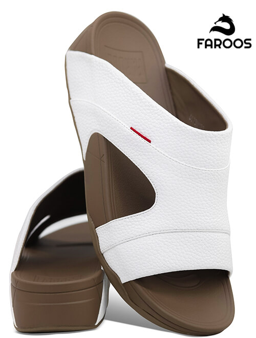 Faroos[F290]M123 White Gents Arabic Sandal