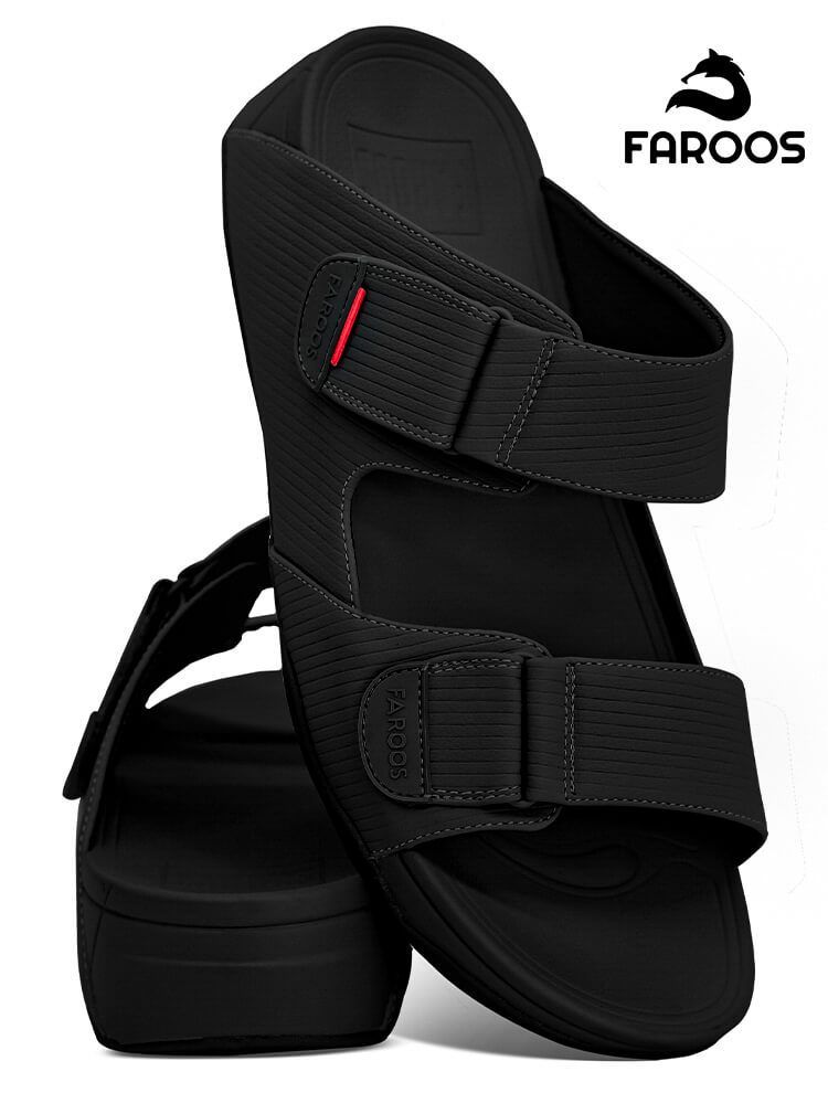 Faroos[F291]M126 Full Black Gents Arabic Sandal