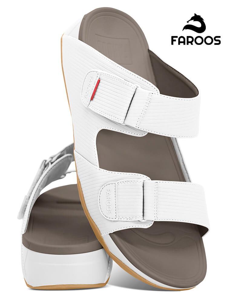 Faroos[F294]M126 White Gents Arabic Sandal