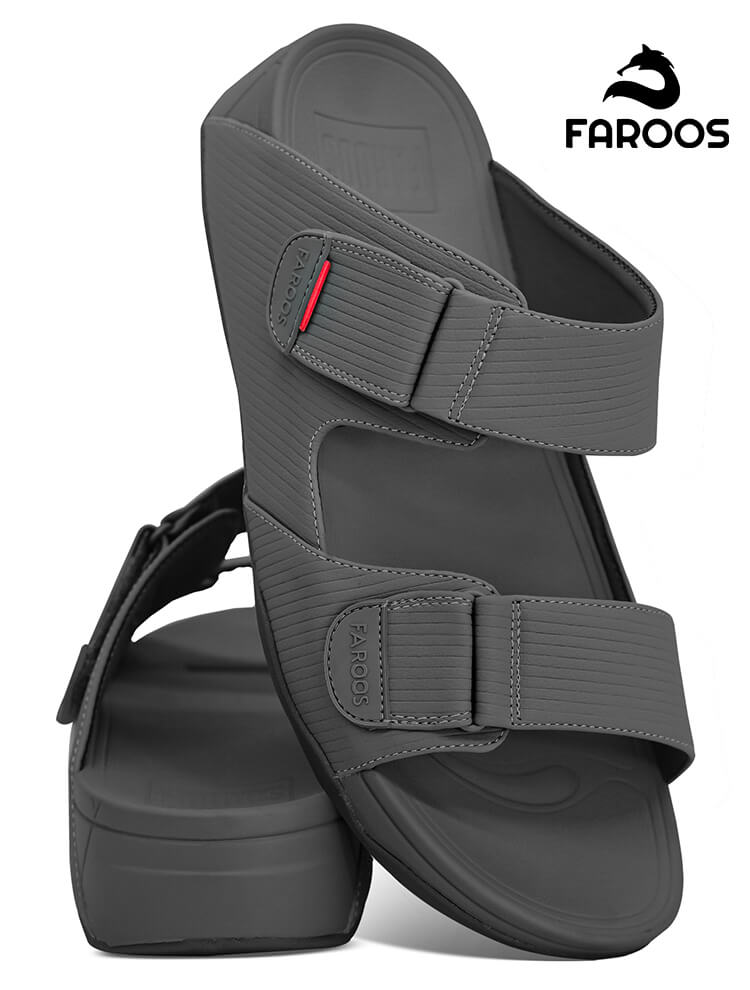 Faroos[F296]M126 Dark Gray Gents Arabic Sandal