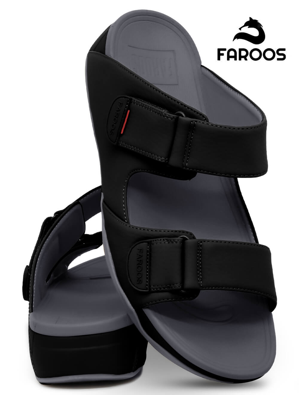 Faroos[F301]M120 Black Gray Gents Arabic Sandal