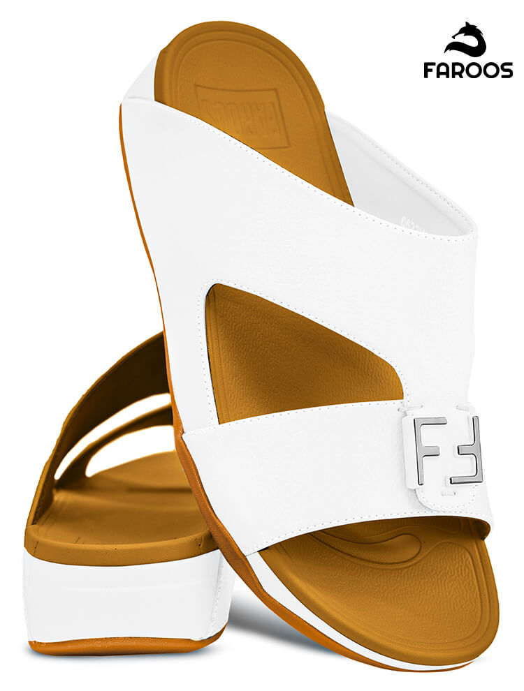 Faroos[F315]M105 White Gents Arabic Sandal