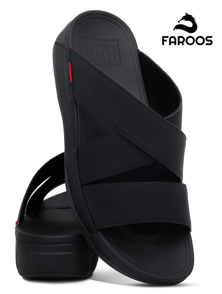 Faroos[F327]M094 Black Gents Arabic Sandal