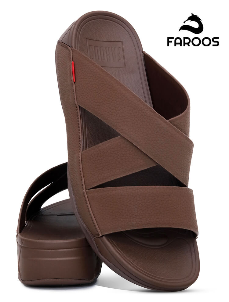 Faroos[F328]M094 Brown Gents Arabic Sandal