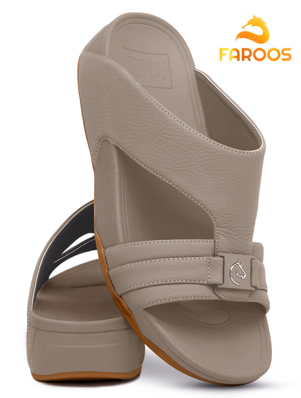 Faroos[F332]M047 Stone Gents Arabic Sandal