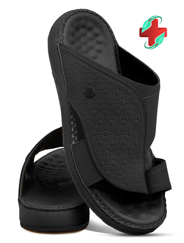 Khanjar[KH6]3011 MEDICAL Black Gents Arabic Sandal