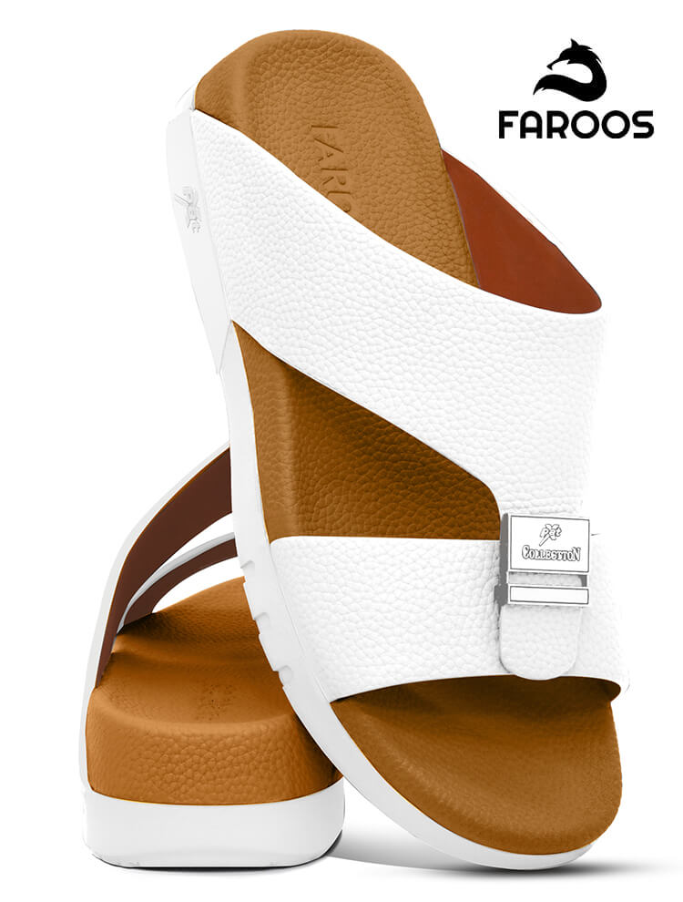 Faroos[F347]M020 White Gents Arabic Sandal