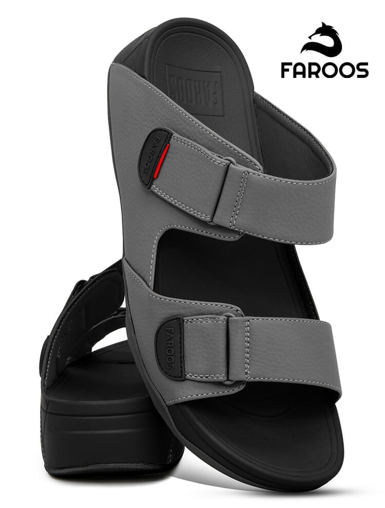 Faroos[F358]M124 Gray Gents Arabic Sandal