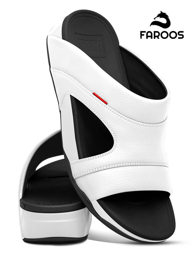 Faroos[F370]M133-White-Black-Gents-Arabic-Sandal-40