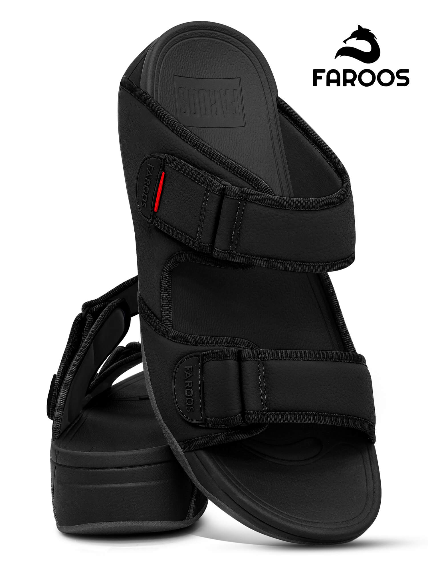 Faroos[F382]M128 Full Black Gents Arabic Sandal