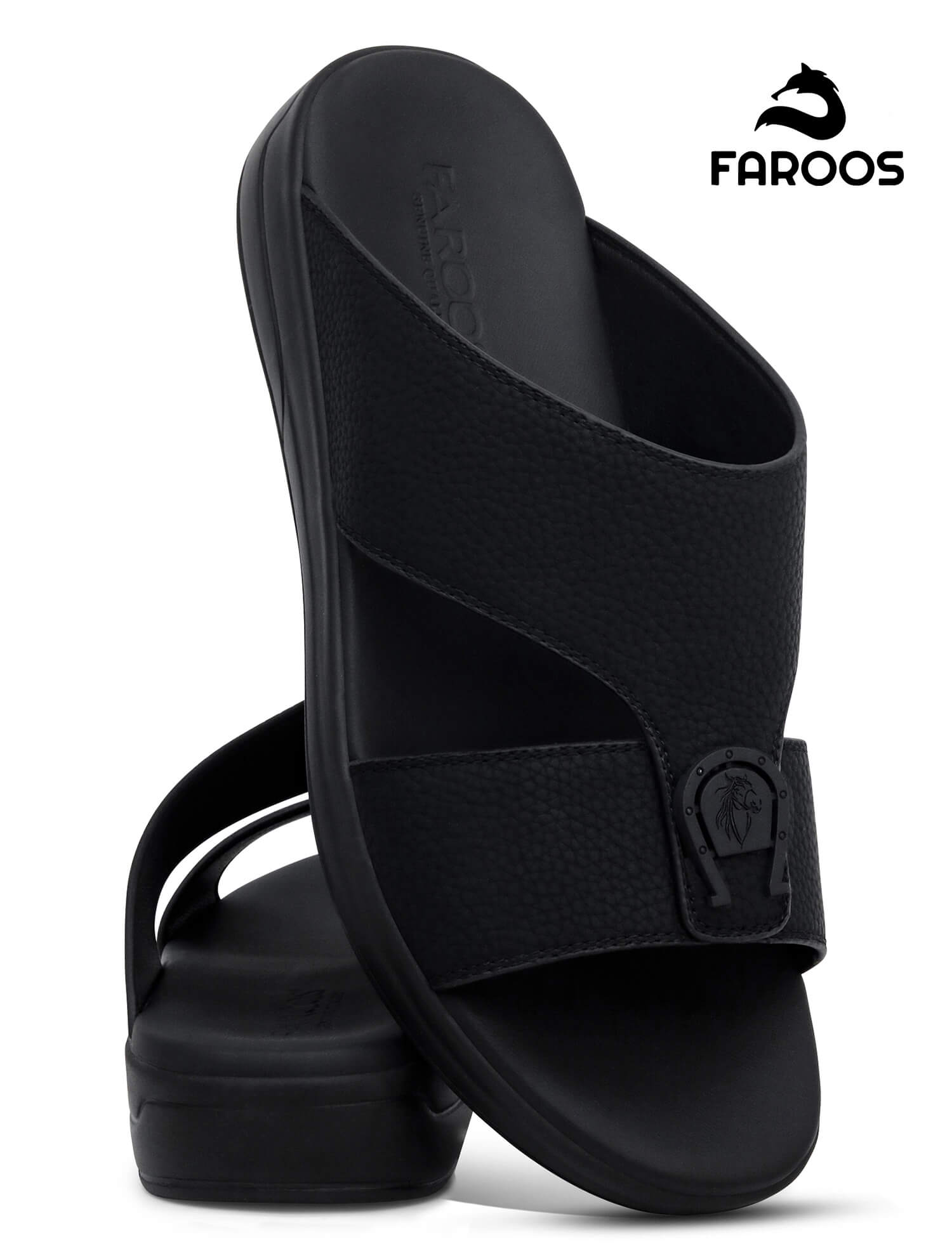 Faroos[F396]M095 Black Gents Arabic Sandal