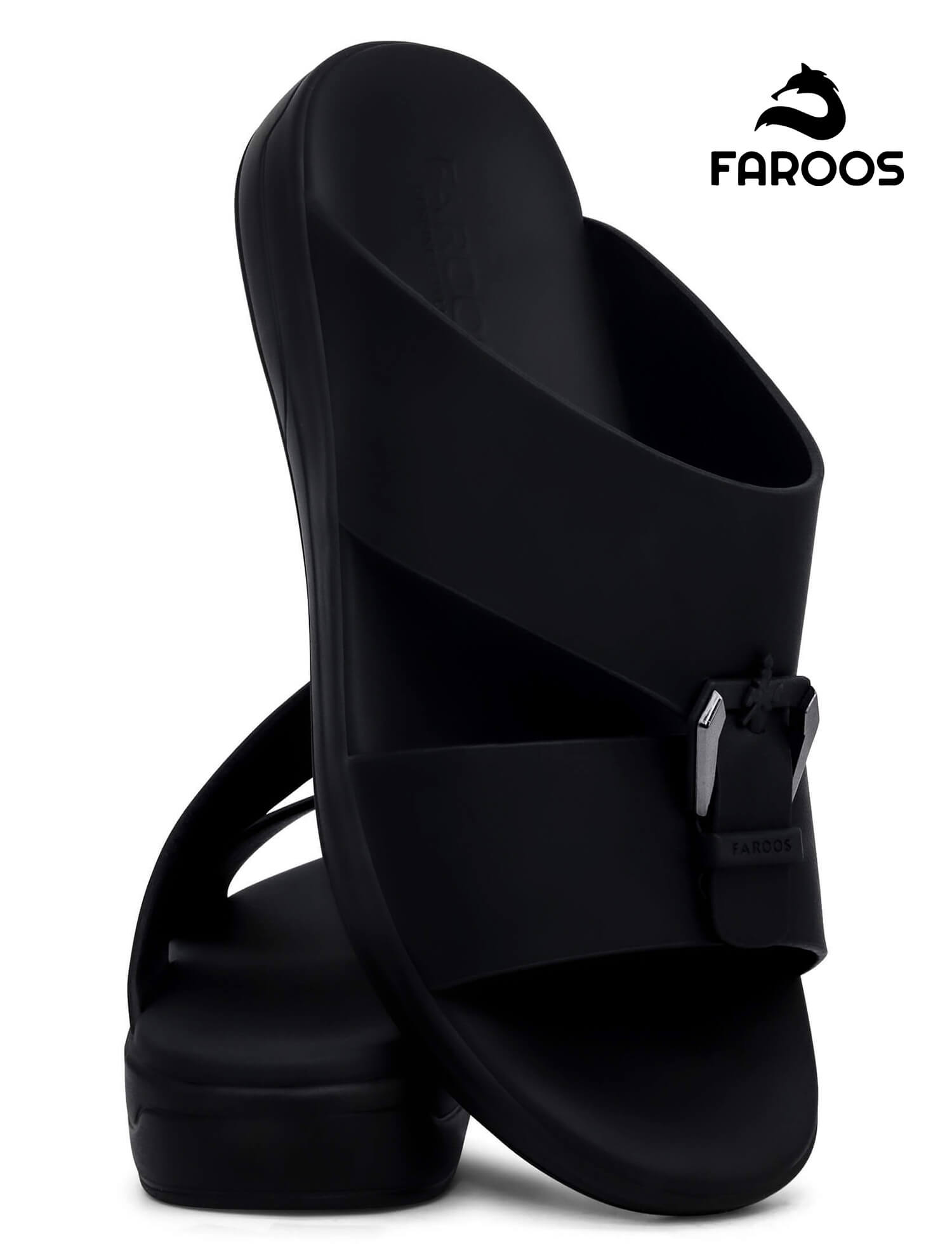 Faroos[F506]M119 Full Black Gents Arabic Sandal
