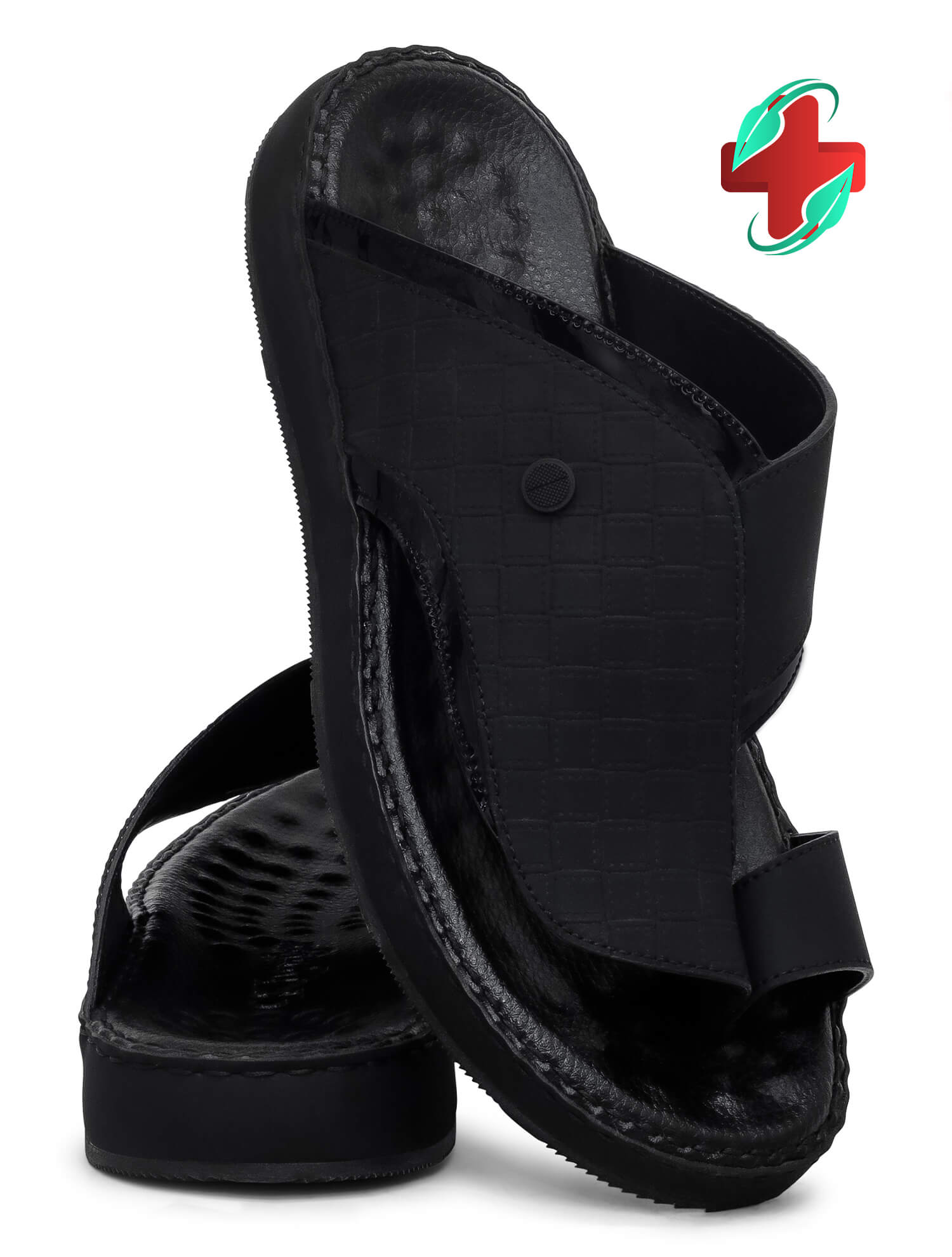 Khanjar[KH23]3004 MEDICAL Black Gents Arabic Sandal