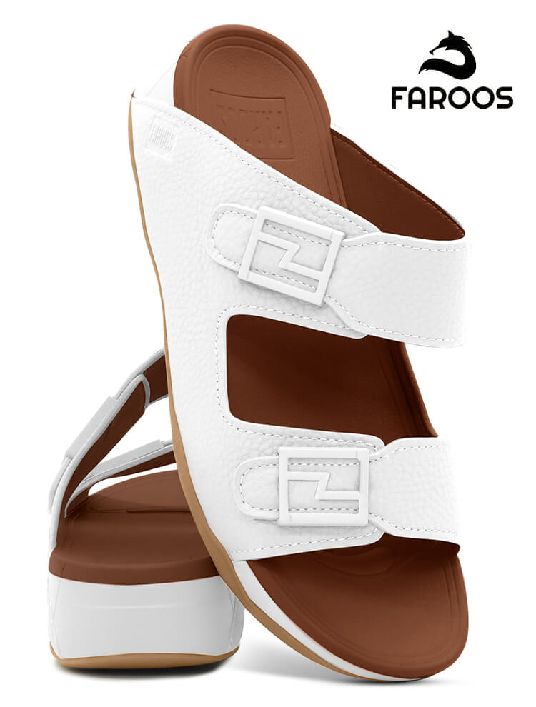 Faroos[F556]M158 White Gents Arabic Sandal