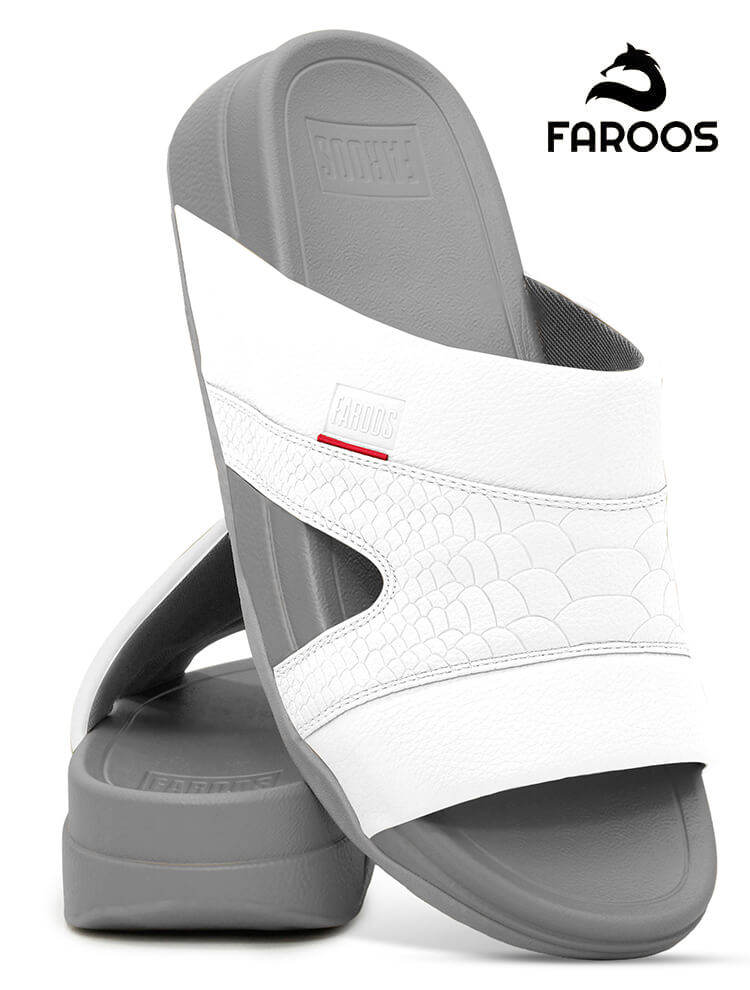 Faroos[F574]M004 Gray White Gents Arabic Sandal