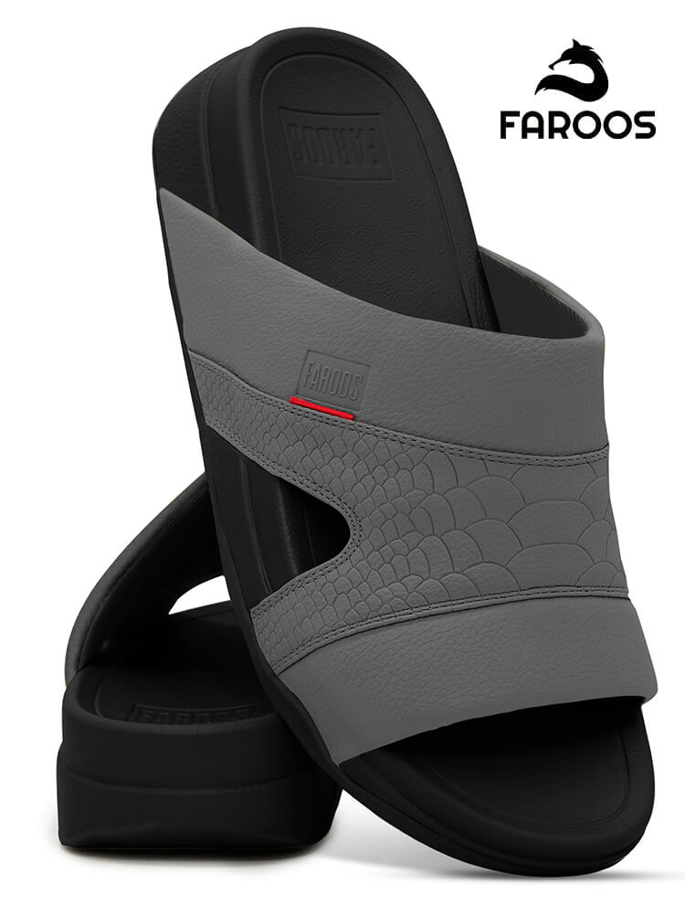 Faroos[F575]M004 Gray Black Gents Arabic Sandal