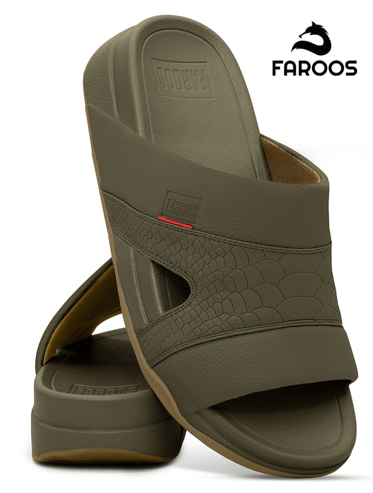 Faroos[F576]M004 Olive Gents Arabic Sandal