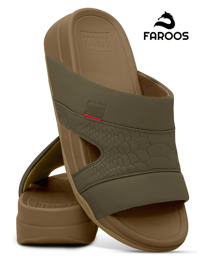 Faroos[F577]M004 Truffle Gents Arabic Sandal
