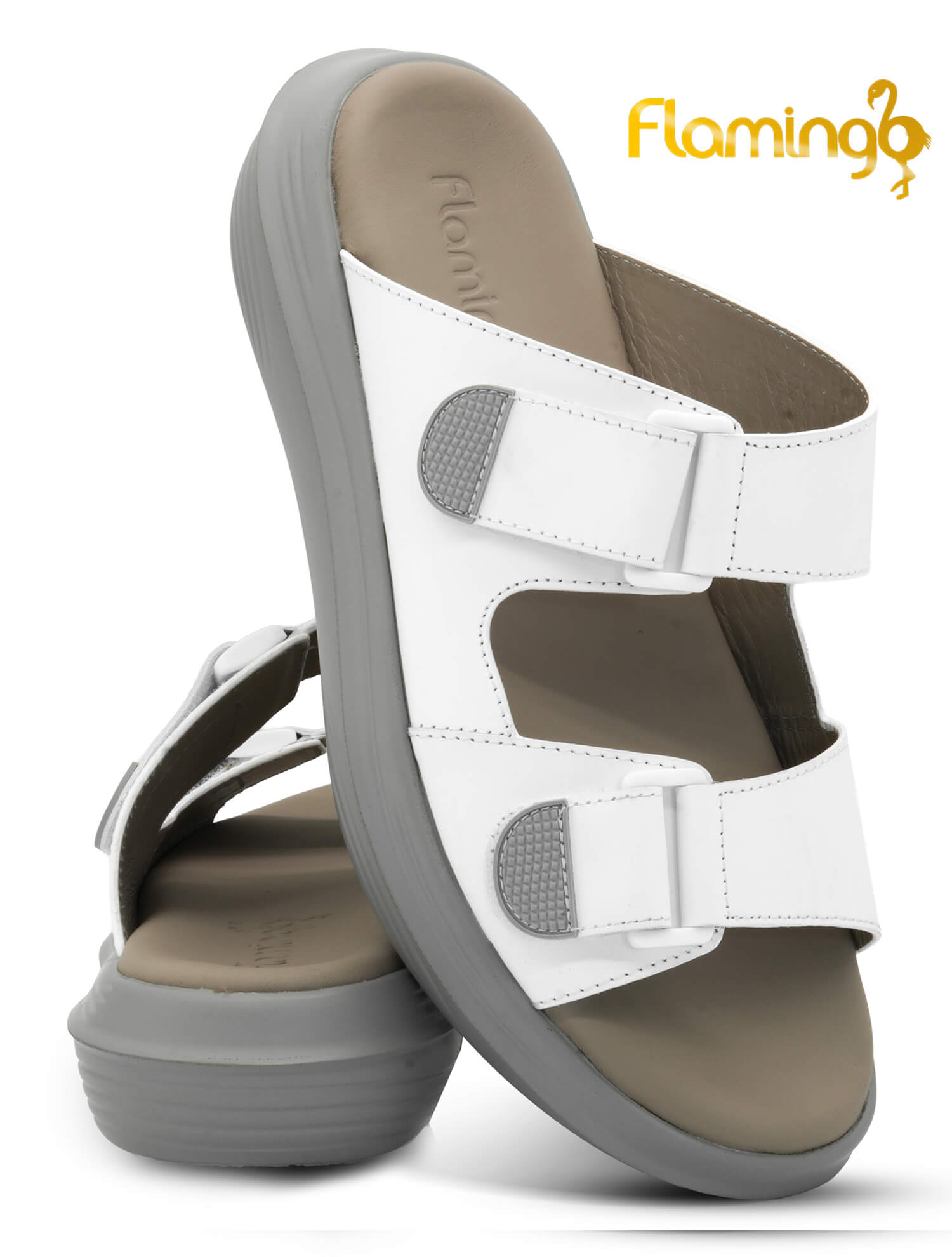 Flamingo Premium[FG152]8078 Gray White Gents Arabic Sandal