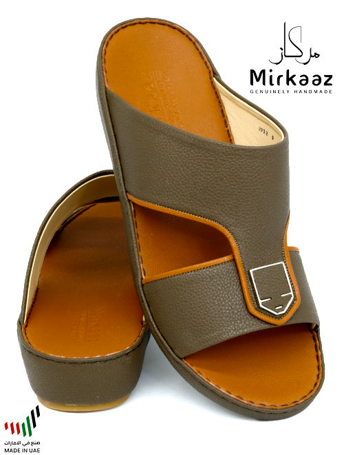 Mirkaaz [M147] 2932 Dark Green Tan Gents Sandal