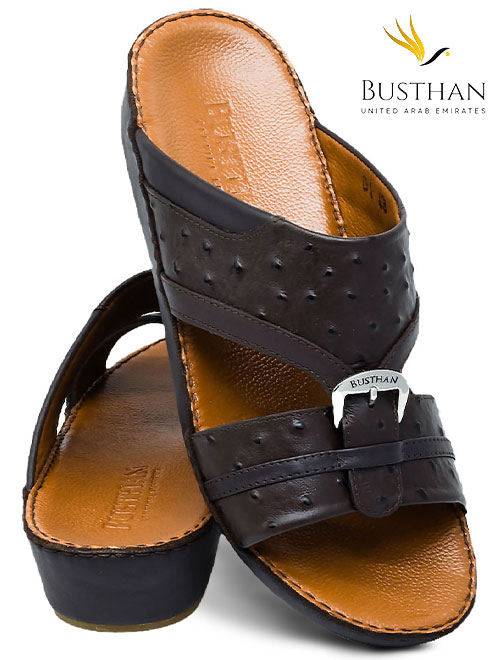 Busthan 01 [H2] OSTRICH Brown Tan Gents Sandal
