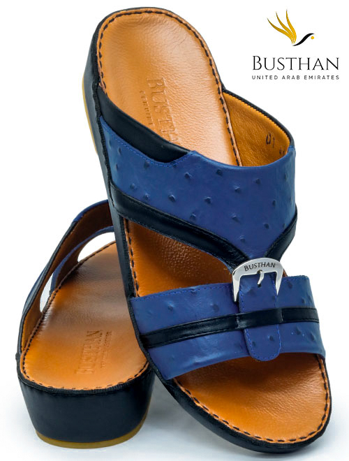 Busthan 01 [H3] OSTRICH Dark Blue Tan Gents Sandal