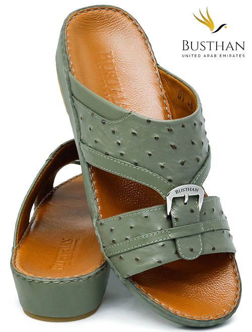 Busthan 01 [H5] OSTRICH Green Tan Gents Sandal